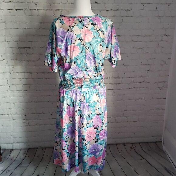 Vintage 70's Bright Tropical Shirt Waist Dress - Picture 3 of 8